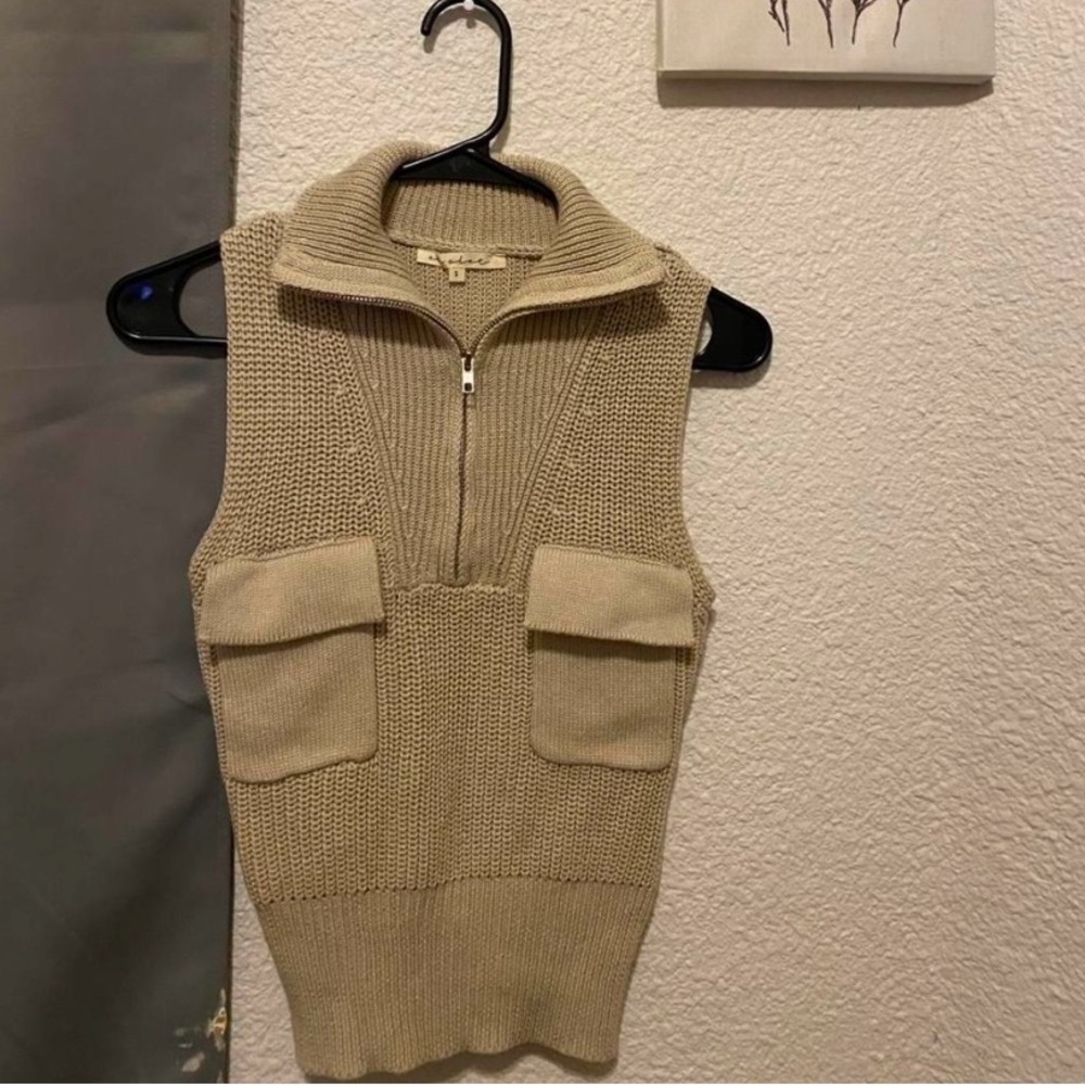 Chic Beige Turtleneck Sweater Vest